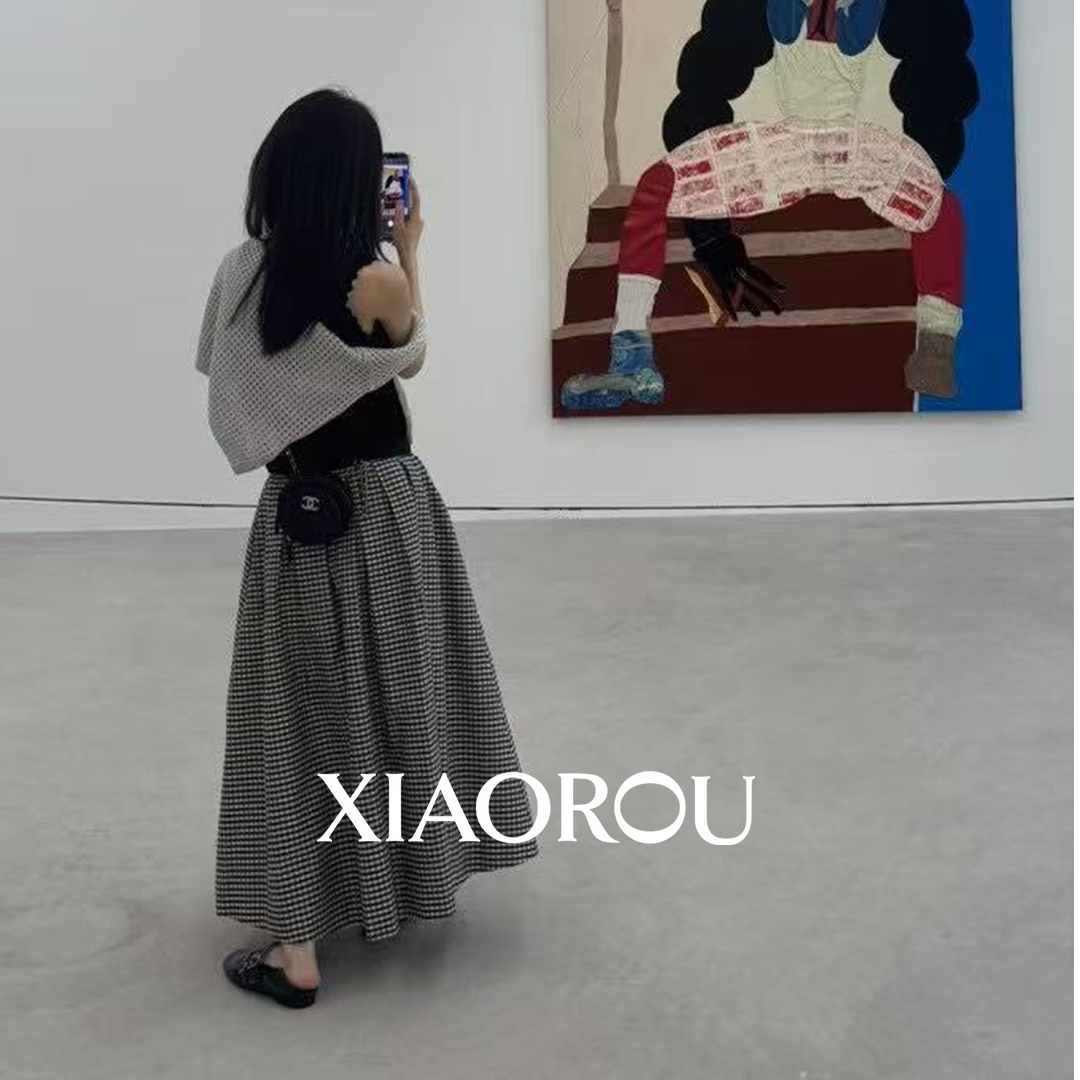 【可可专属】LR02格纹桑蚕丝棉百褶半身裙