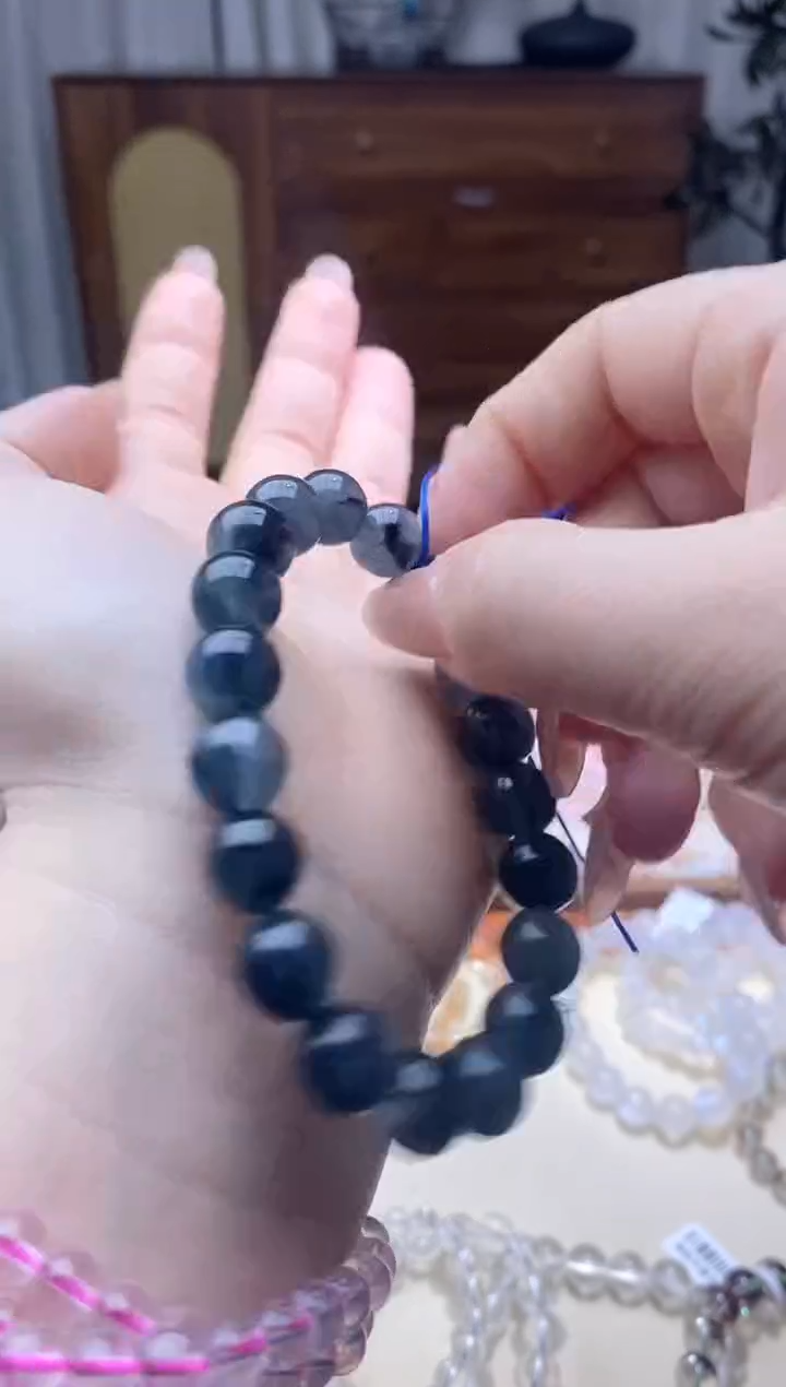 【闪购商品】发晶手串未镶嵌蓝兔毛水晶手串10mm多样性发其一