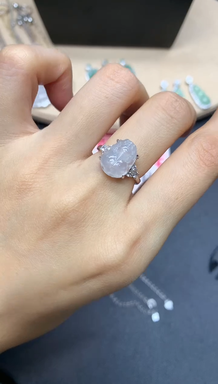 【闪购商品】翡翠戒指银S925镶嵌貔貅【多样性发其一】