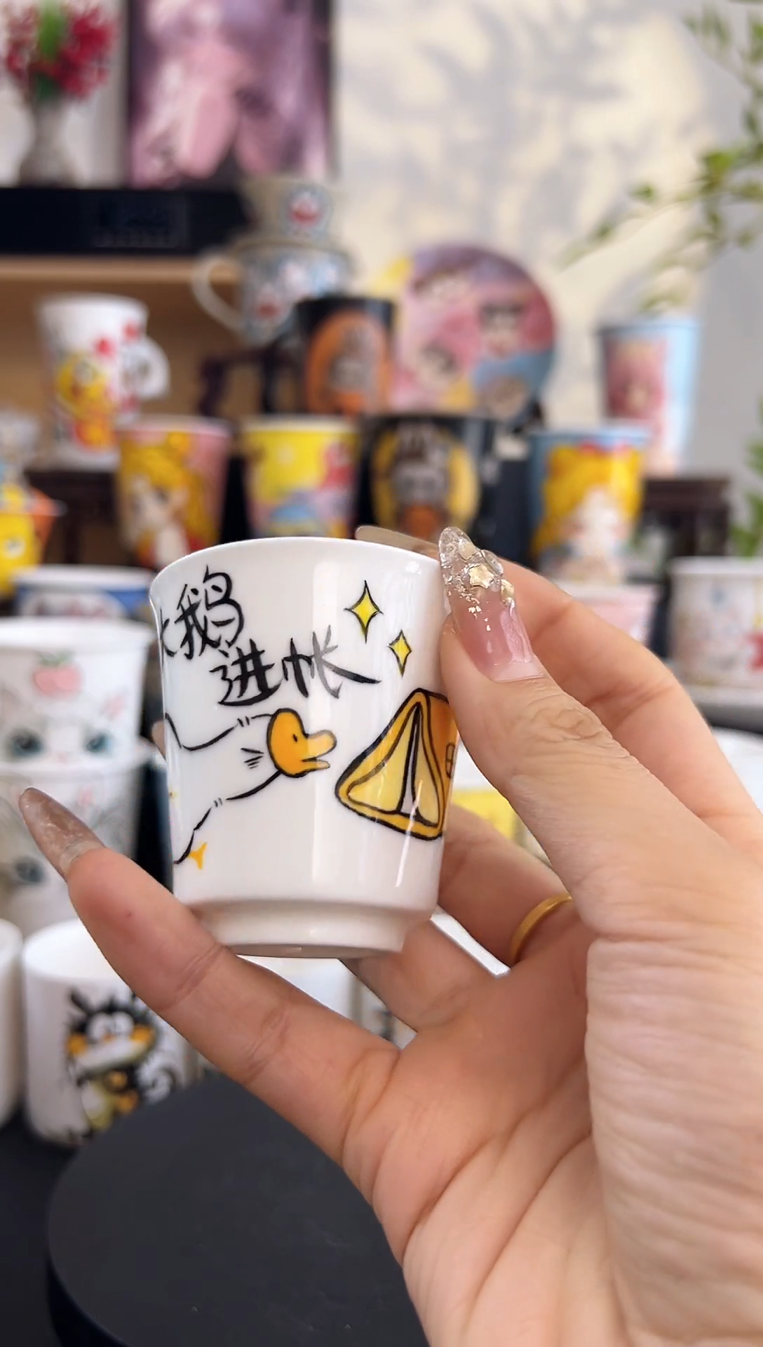 【闪购商品】摆件手工手绘陶瓷小杯杯