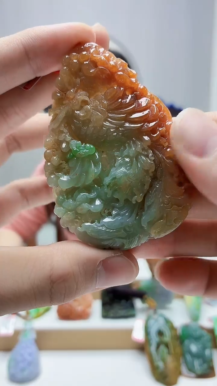 未镶嵌定制翡翠4852bb-毛货挂件72