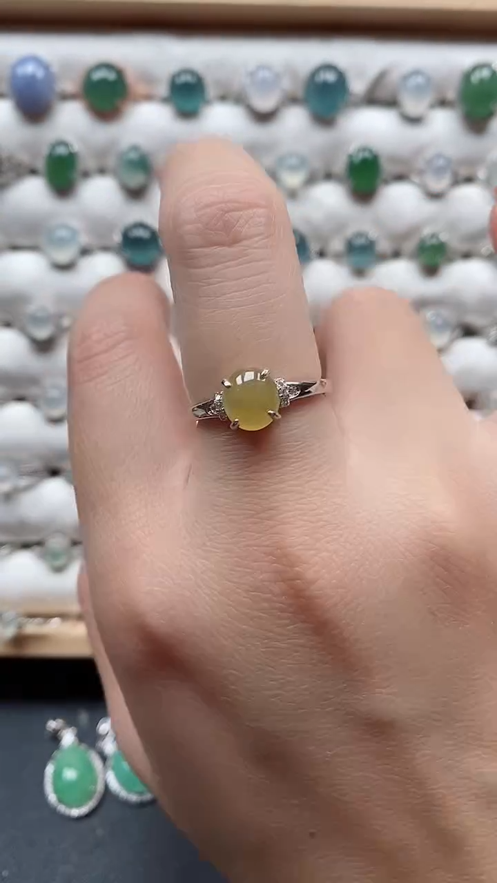 【闪购商品】翡翠戒指银S925镶嵌一物一证一礼盒