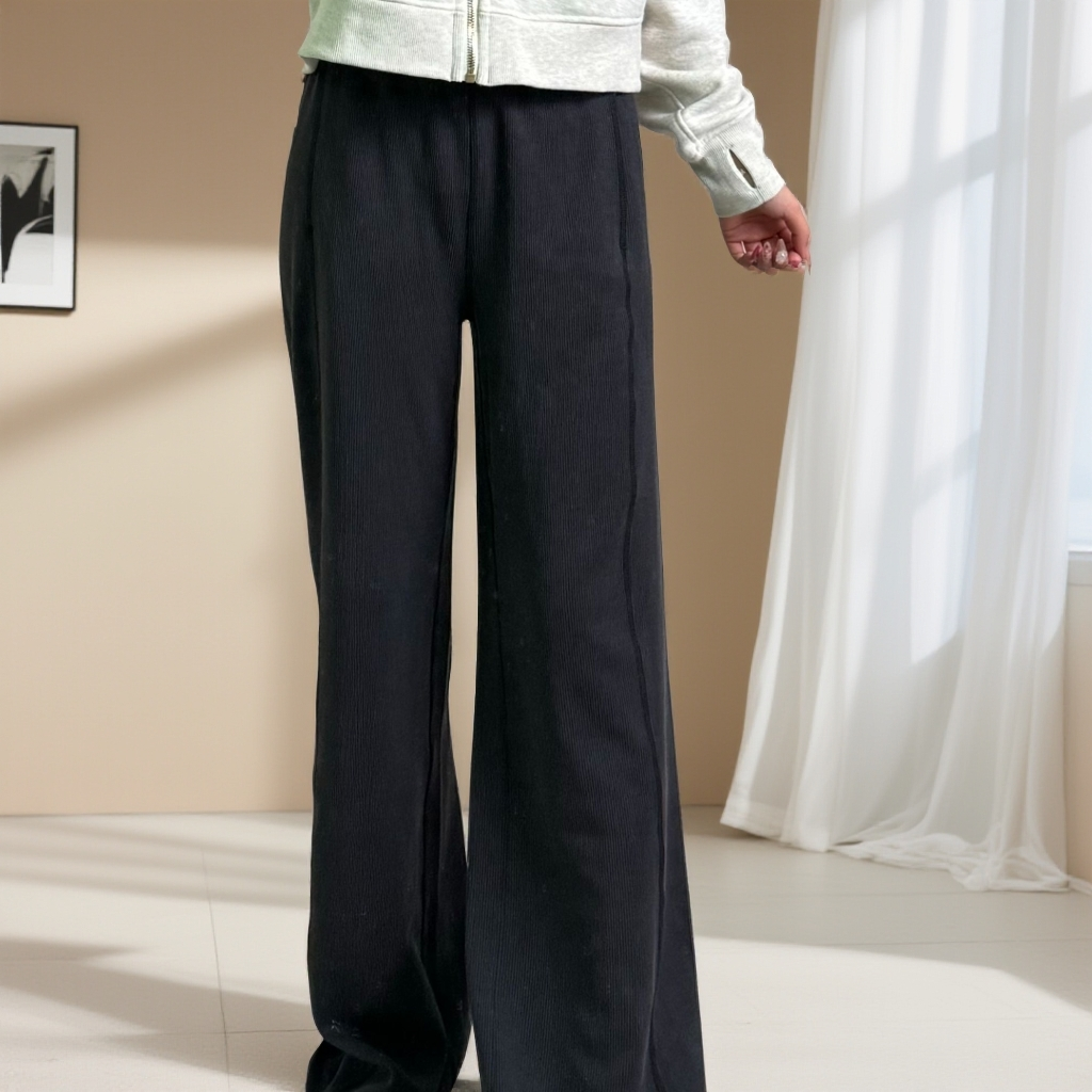 螺纹阔腿裤休闲直筒长裤时尚女裤一毛毛一样样