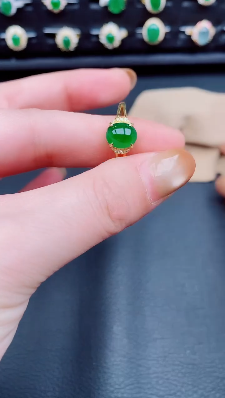 【闪购商品】翡翠戒指银S925镶嵌天然a货翡翠72