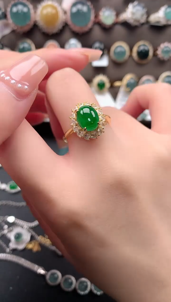 【闪购商品】翡翠戒指银S925镶嵌542141