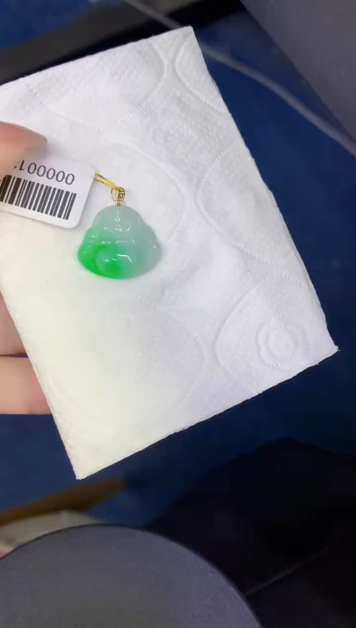 颈饰18K金镶嵌翡翠缅甸天然翡翠A货