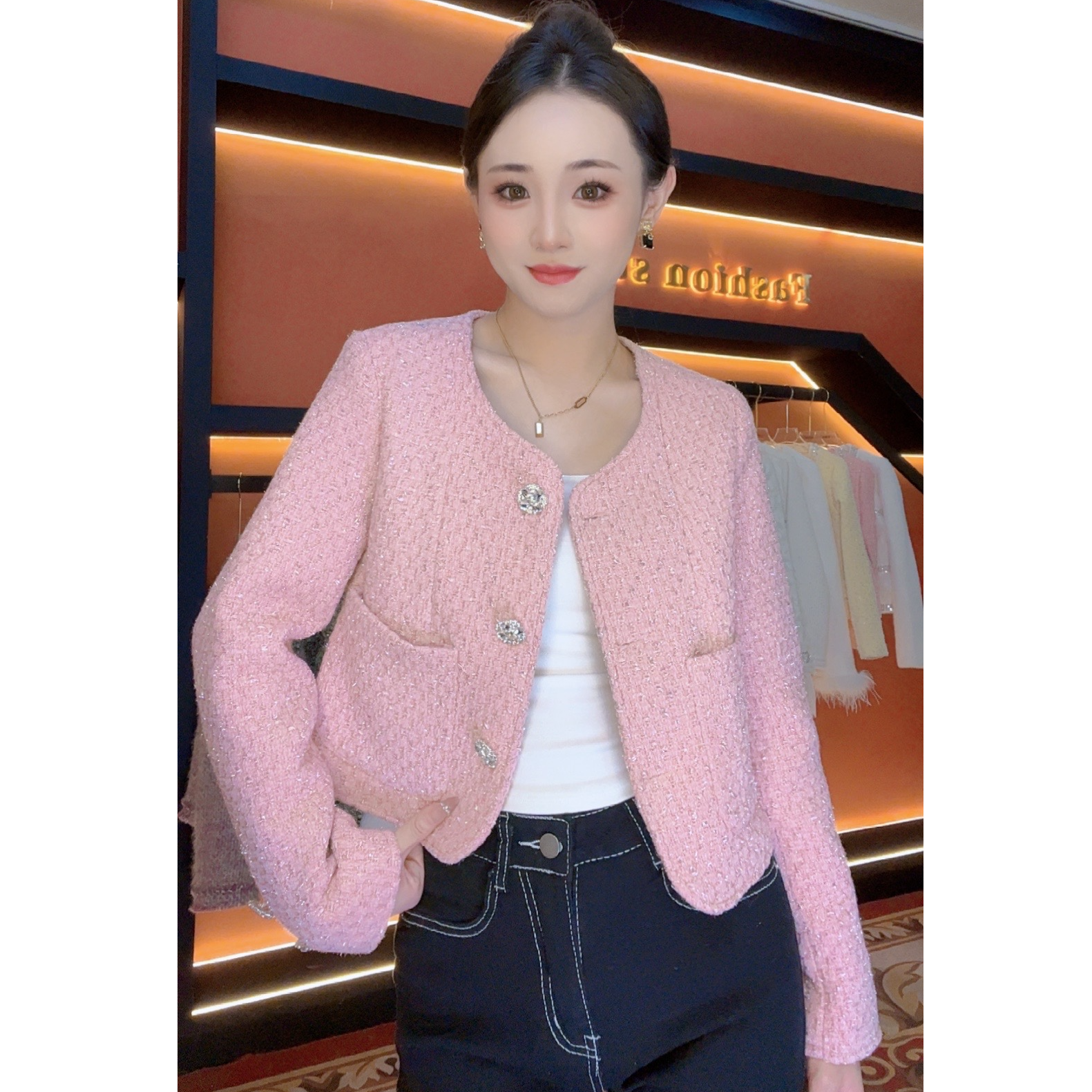 小香风短款外套女秋季新款法式高级名媛气质韩式粗花呢上衣YM929