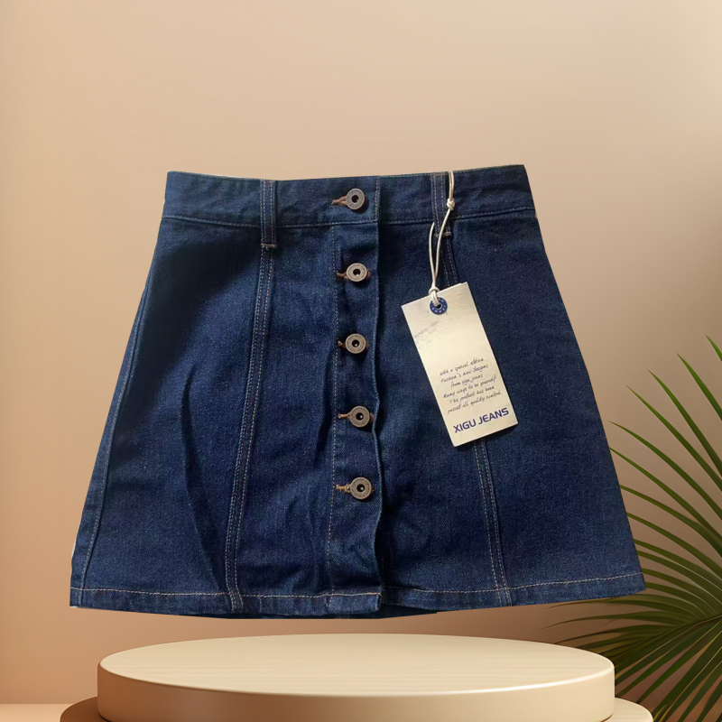 【直播间福袋】前排纽扣短裙原色牛仔A字裙