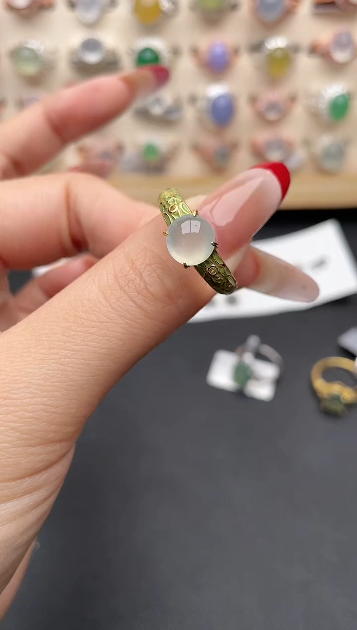 【闪购商品】翡翠戒指银S925镶嵌一物一证一礼盒