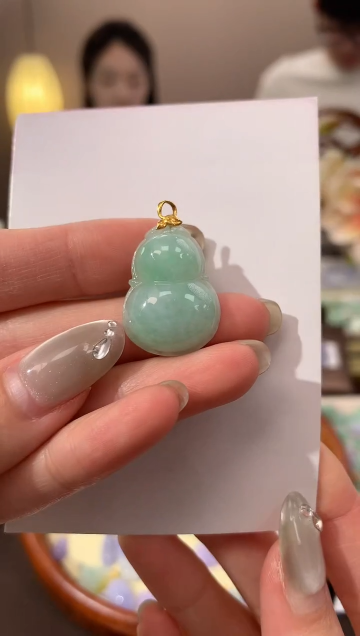 【闪购商品】翡翠颈饰18K金镶嵌天然缅甸a货翡翠