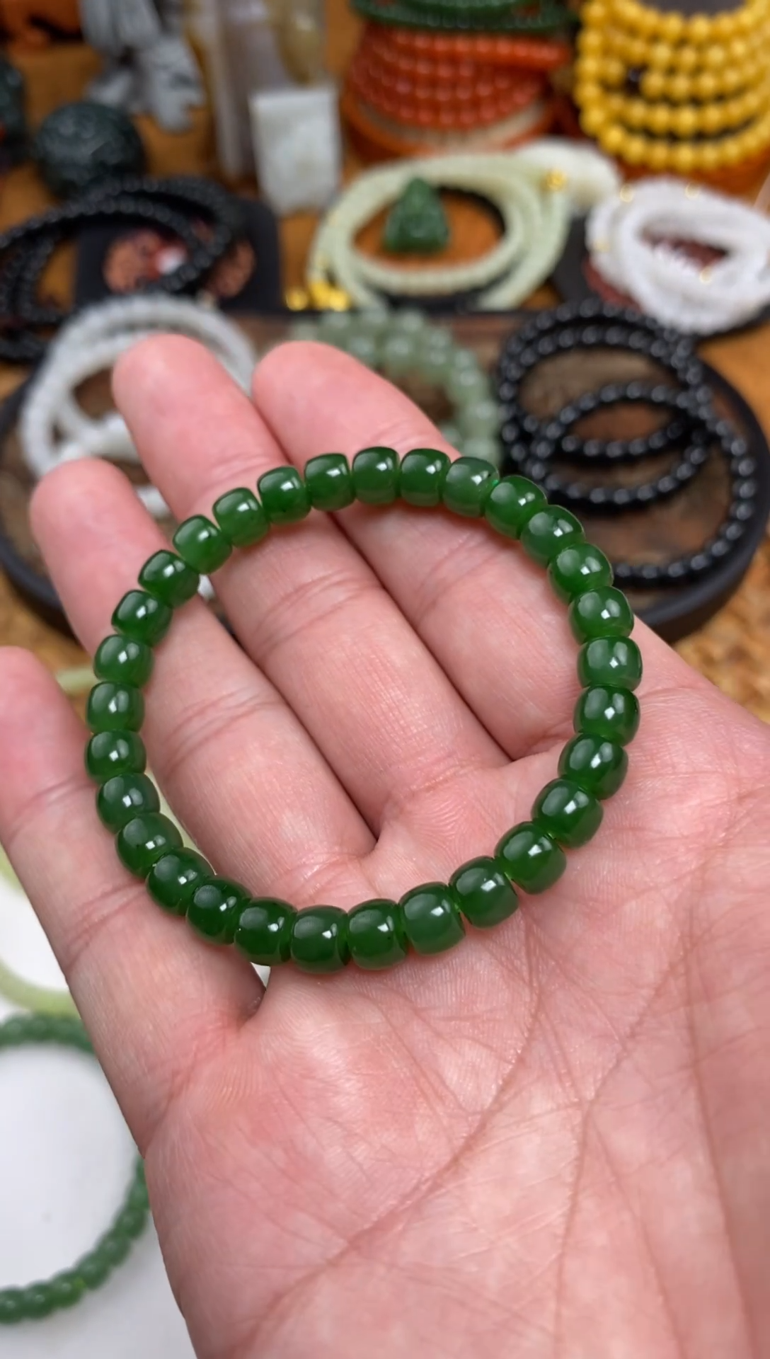 颈饰未镶嵌和田玉手串