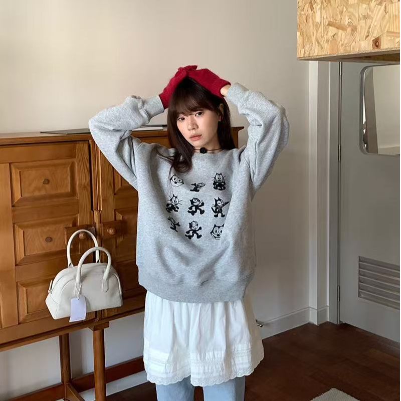 JR-清默认瑕疵NO退换！重磅毛圈绒卡通印花圆领卫衣，2004