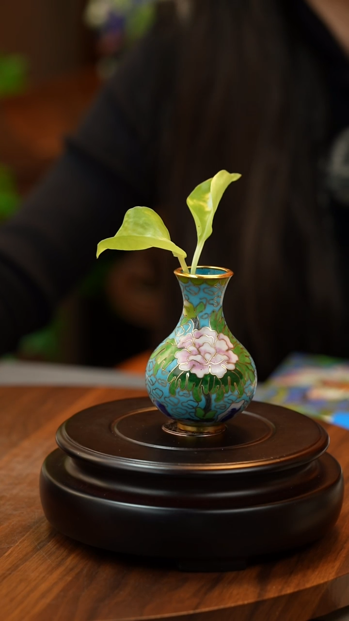 【闪购商品】摆件景泰蓝迷你花瓶 蓝色