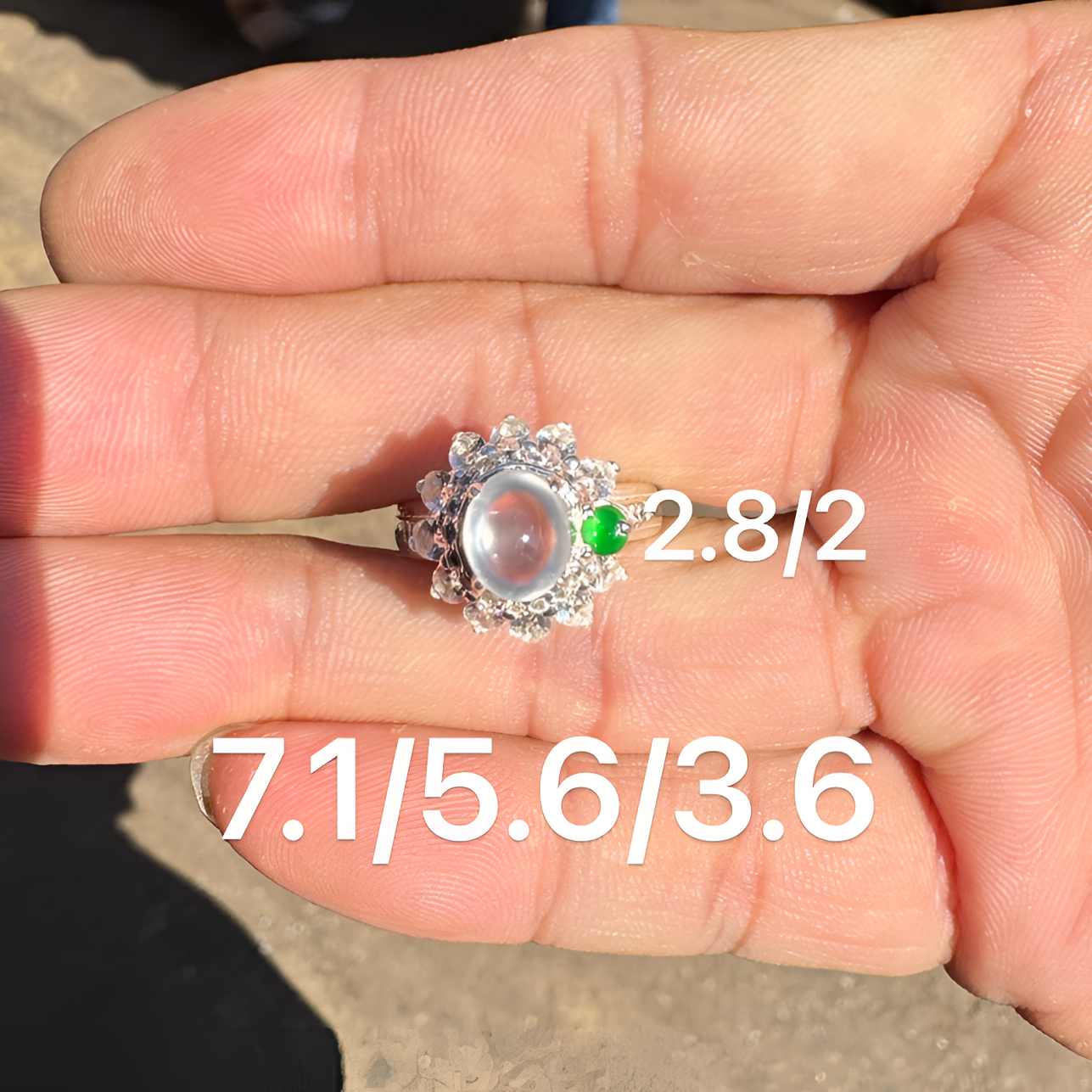 1221(小哪吒在源头)玻璃种翡翠黑钢戒面干净饱满杠味荧光足M120