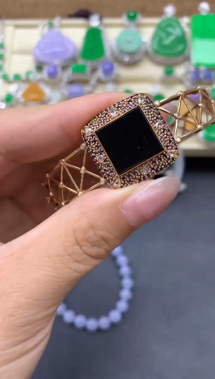 【闪购商品】翡翠手镯18K金镶嵌553-中国好珍宝