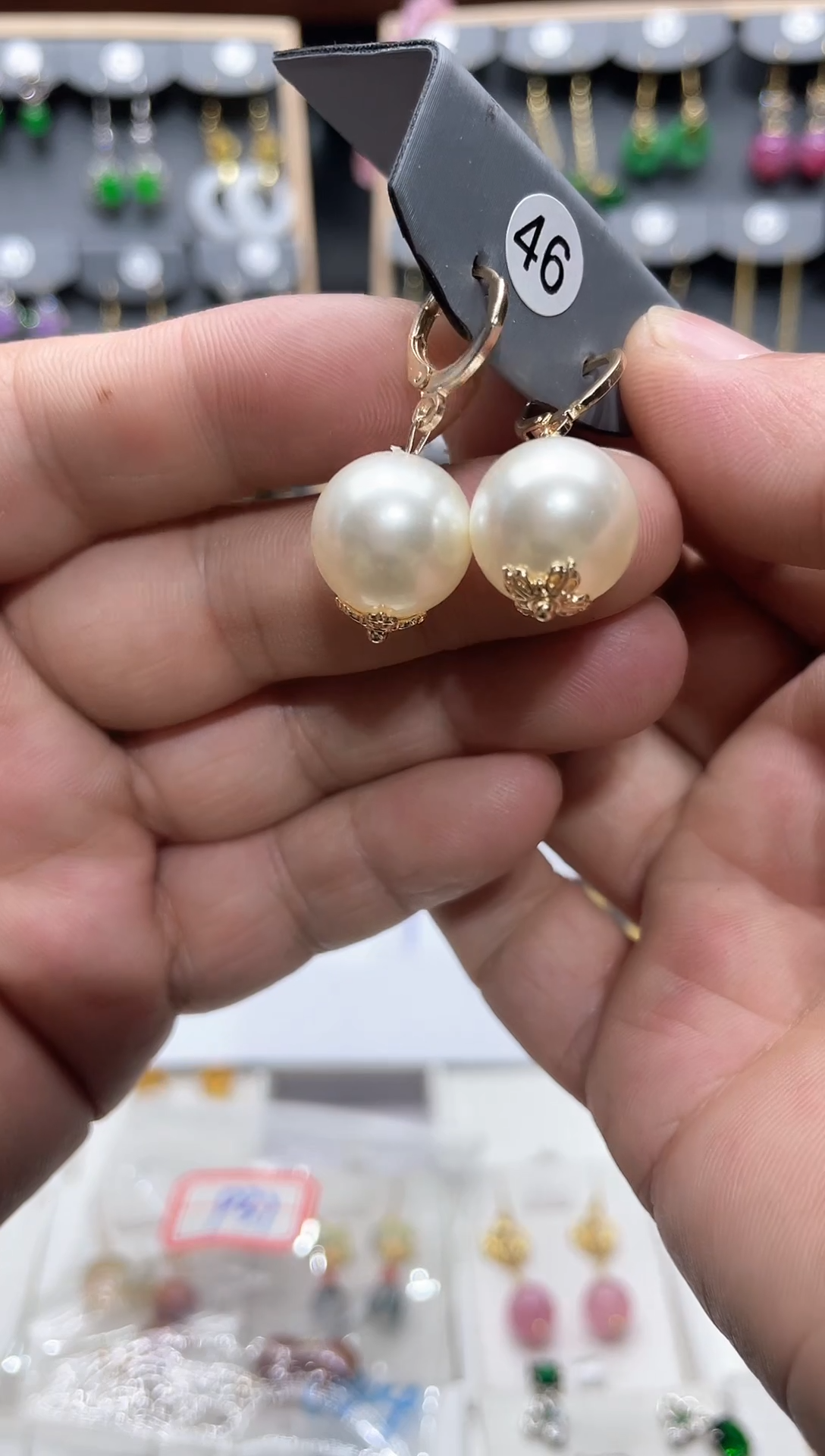 【闪购商品】拼合珍珠（马贝珠）耳饰14K金镶嵌时尚耳饰111