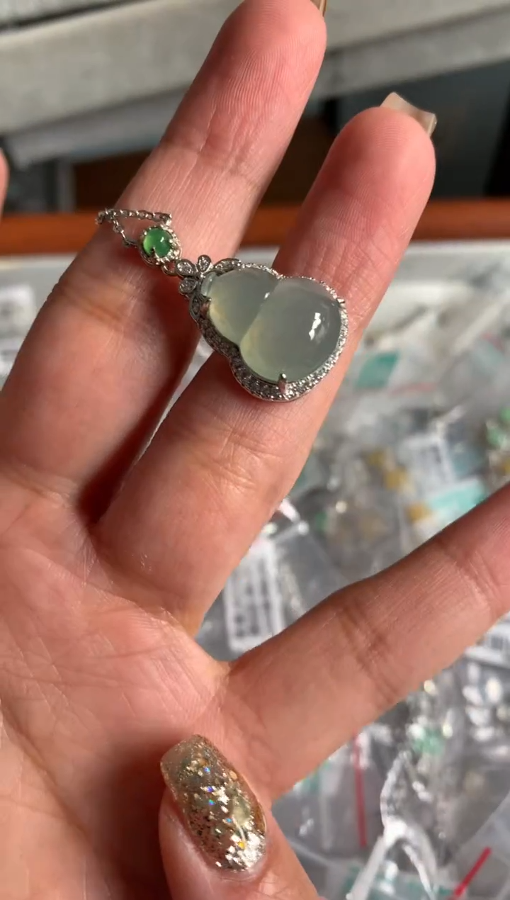 银S925镶嵌戒指翡翠a****️项链