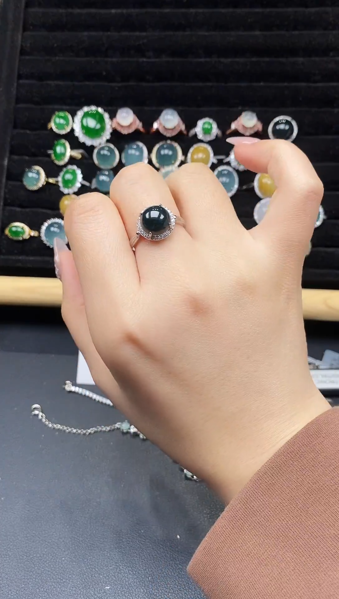银S925镶嵌戒指翡翠111