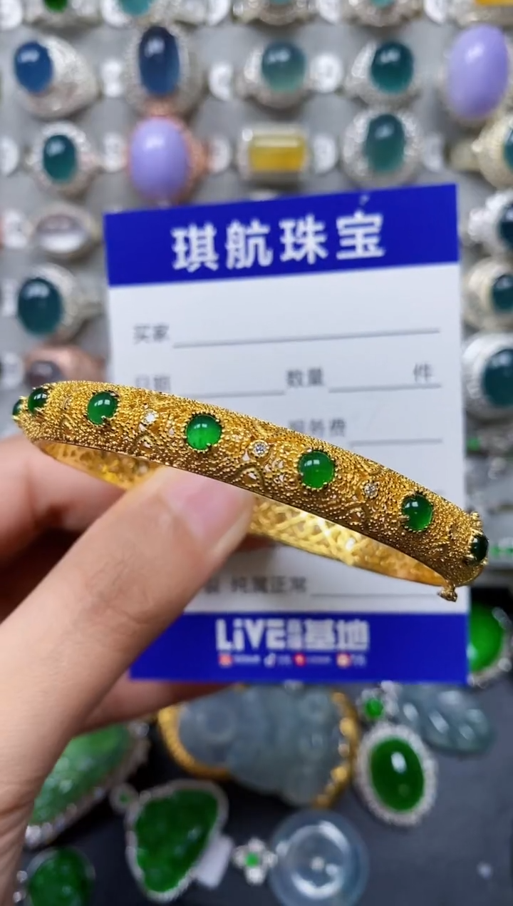 【闪购商品】翡翠手镯银S925镶嵌0475