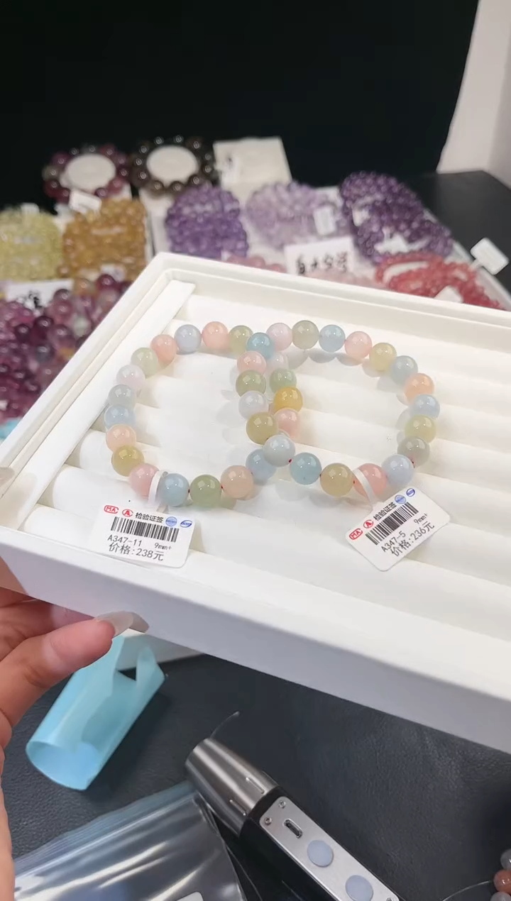 【闪购商品】水晶手链未镶嵌多样性发一Q74摩根石9mm