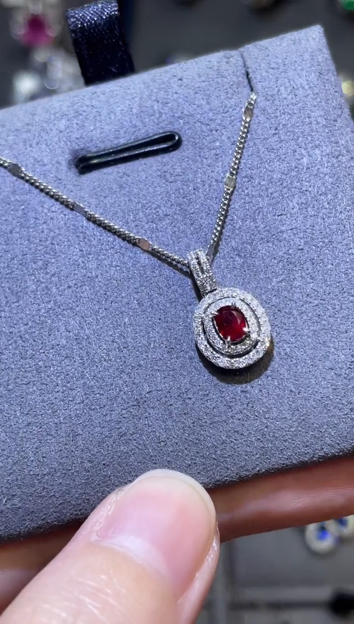 【闪购商品】红宝石吊坠(不含链)18K金镶嵌0.38ct
