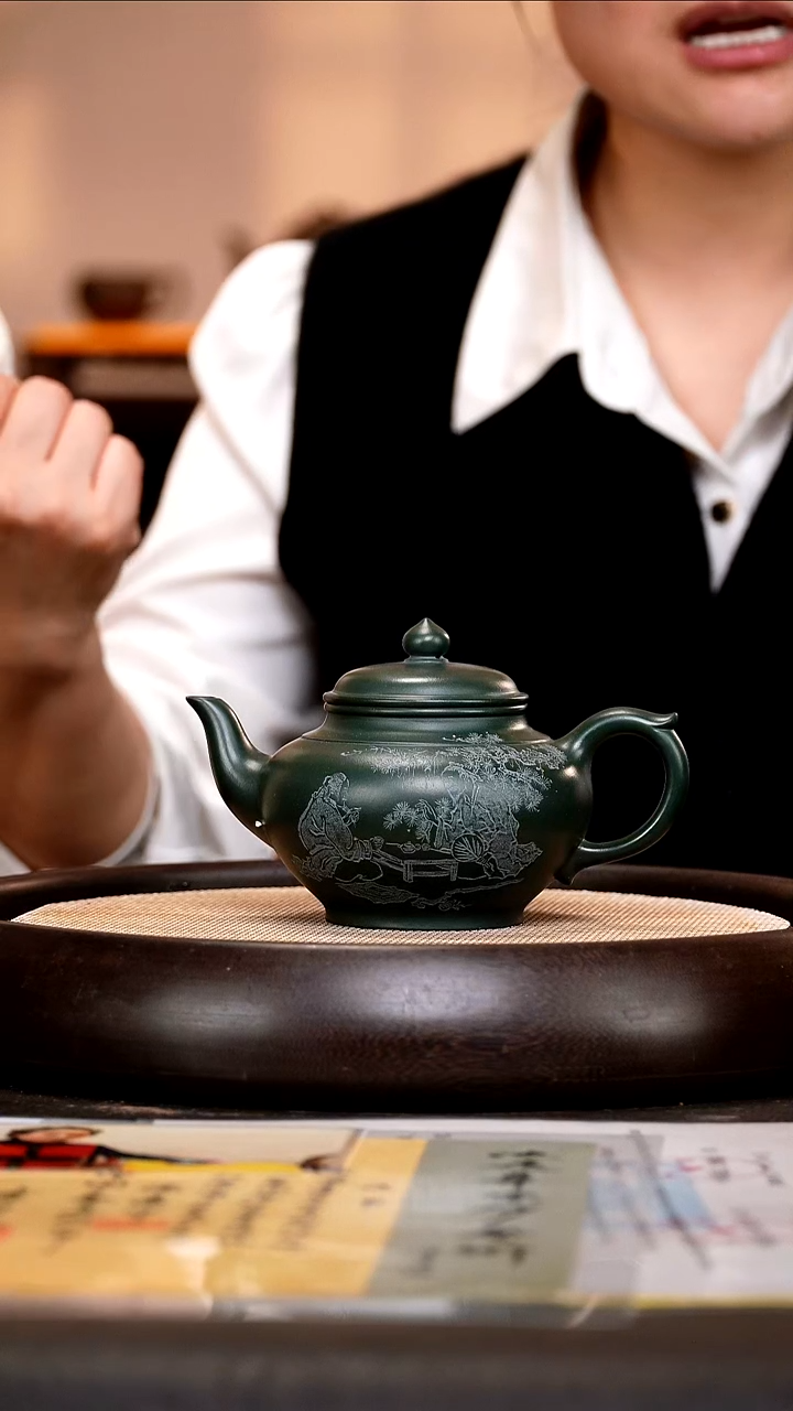 茶壶紫砂SJH16 笑樱  绿泥  310cc