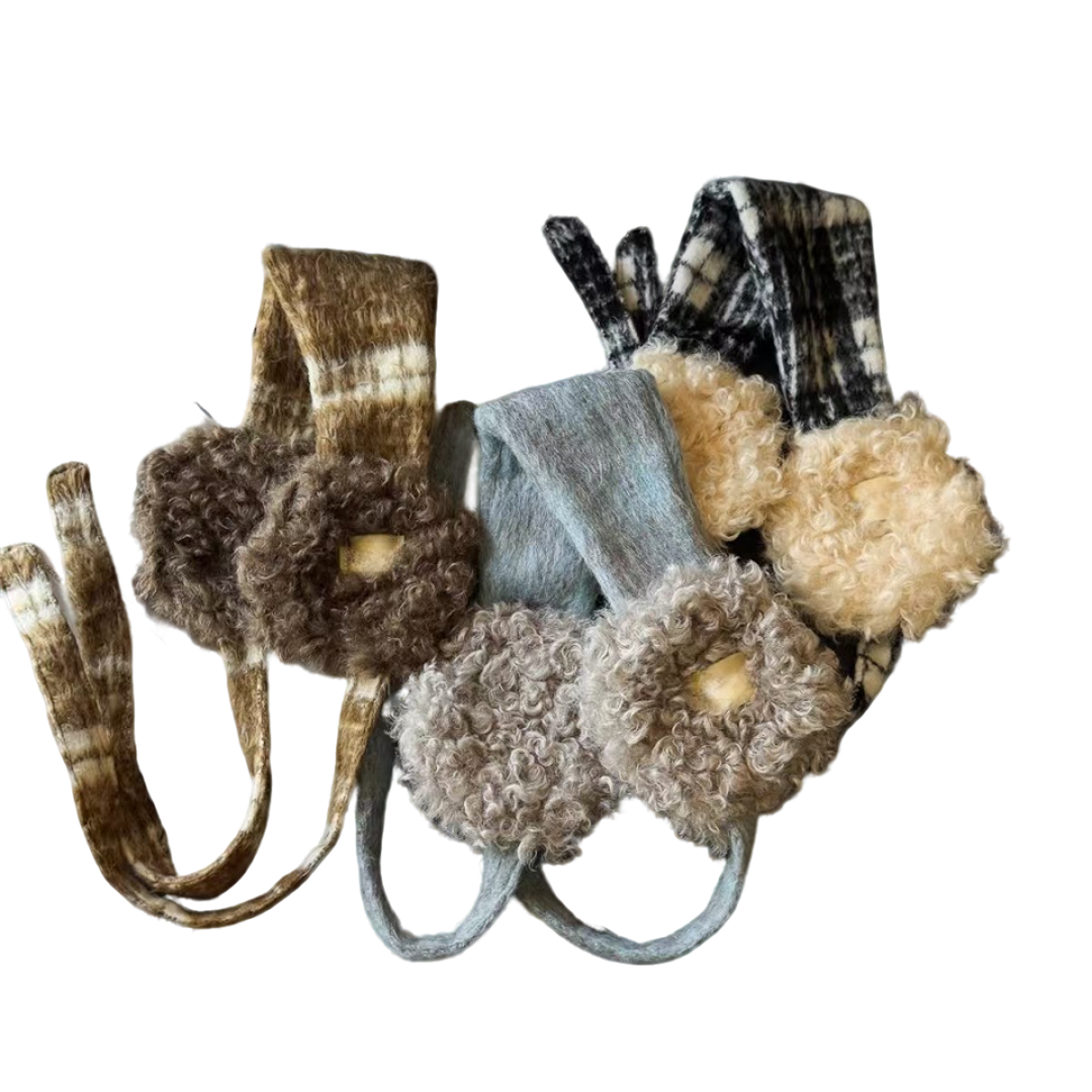 BLX--新款韩版ins风秋冬小众羊羔毛系带耳罩保暖网红毛绒