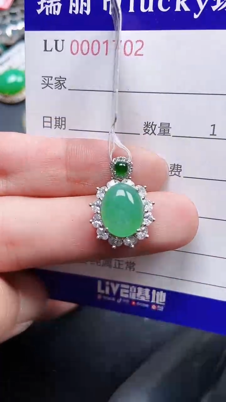 颈饰银S925镶嵌翡翠1702