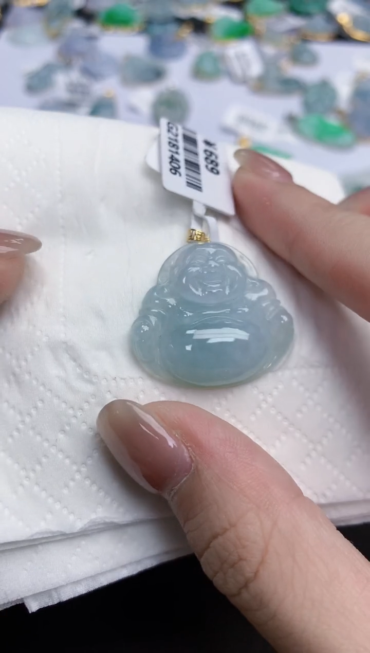【闪购商品】翡翠颈饰18K金镶嵌天然缅甸翡翠A货