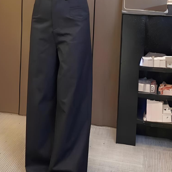 通勤黑色垂感直筒裤女2025秋冬新款高腰显瘦气质窄版休闲阔腿裤子