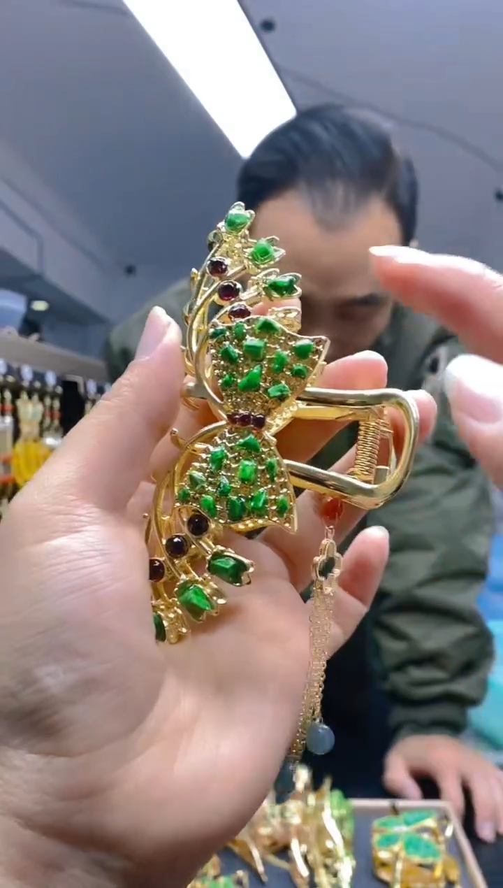 【闪购商品】翡翠耳饰合金0397翡翠发簪