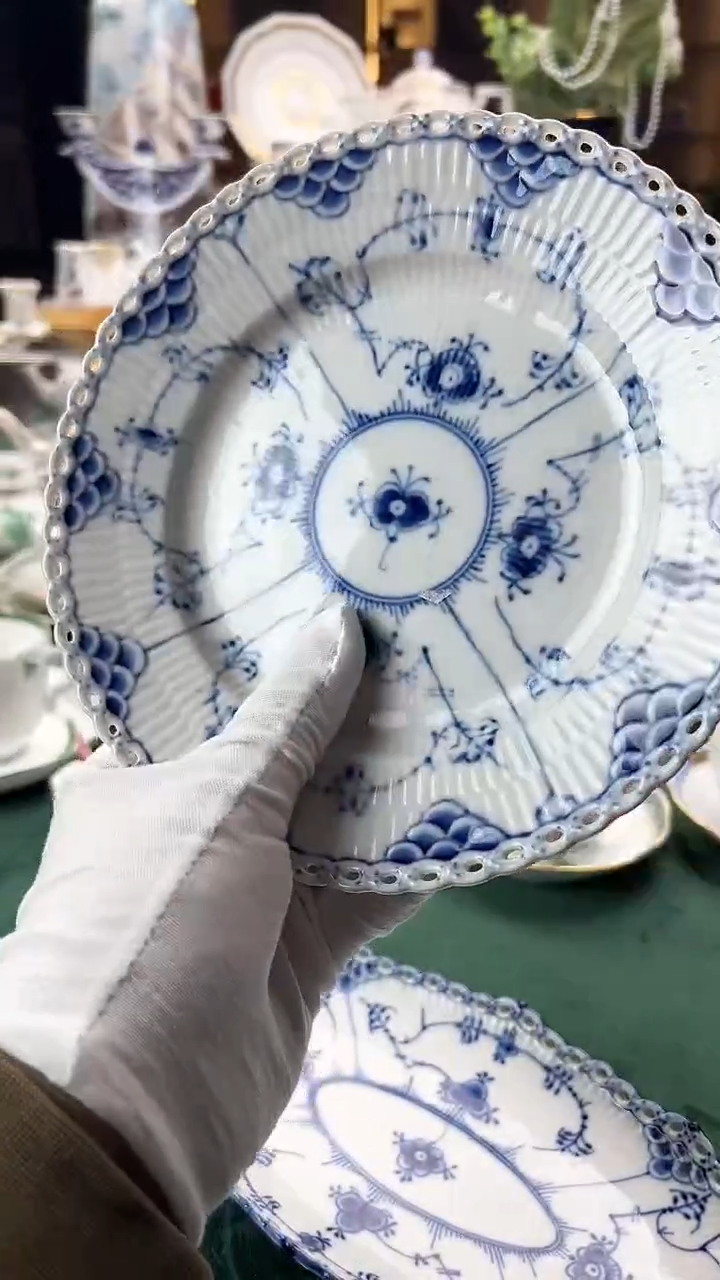 【闪购商品】瓷片哥本哈根全蕾丝甜品盘19.5cm