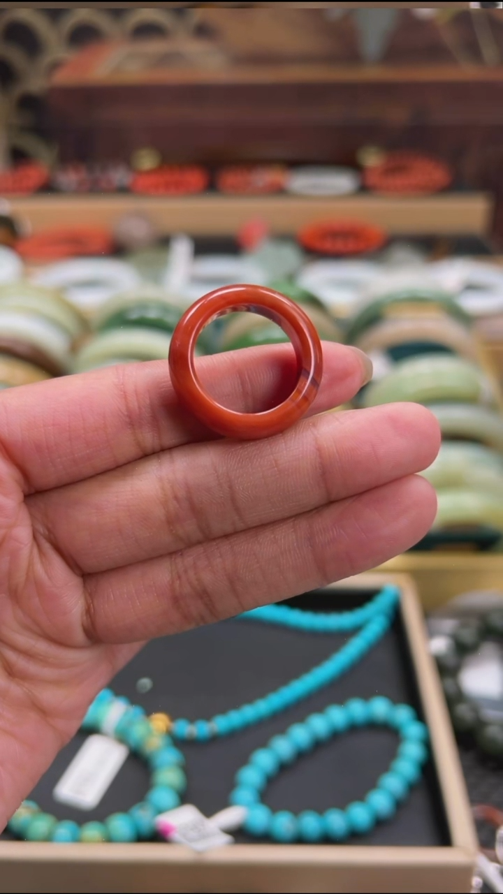 合金南红玛瑙戒指南红戒圈18.4