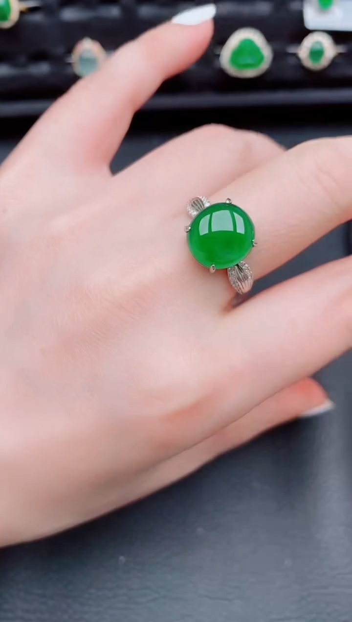 【闪购商品】翡翠戒指银S925镶嵌天然a货翡翠318