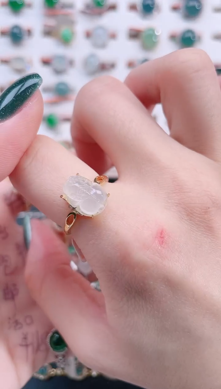 银S925镶嵌戒指翡翠天然翡翠