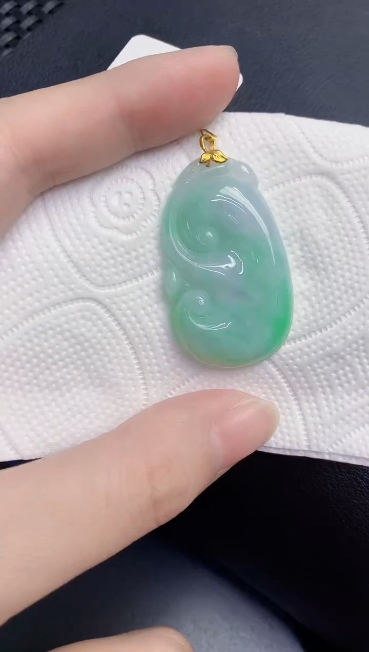 颈饰18K金镶嵌翡翠天然翡翠缅甸A货