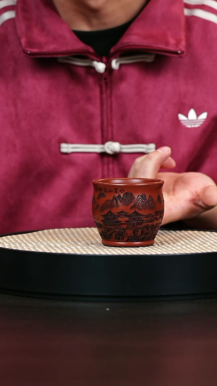 茶杯紫砂大红袍 主人杯 刻绘100cc