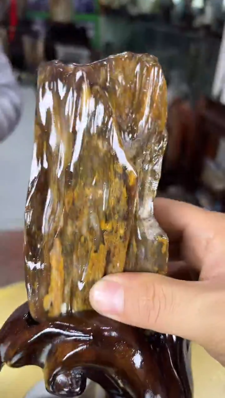 缅甸天然树化玉摆件