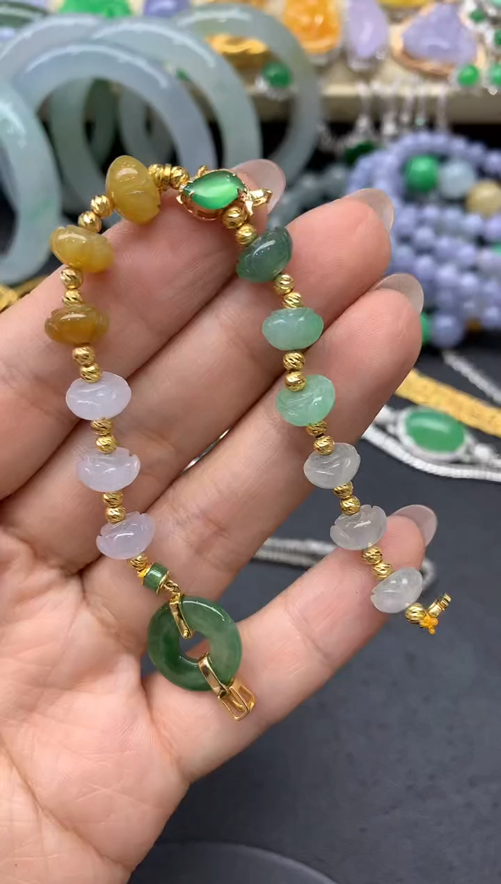 【闪购商品】翡翠手串18K金镶嵌398-中国好珍宝