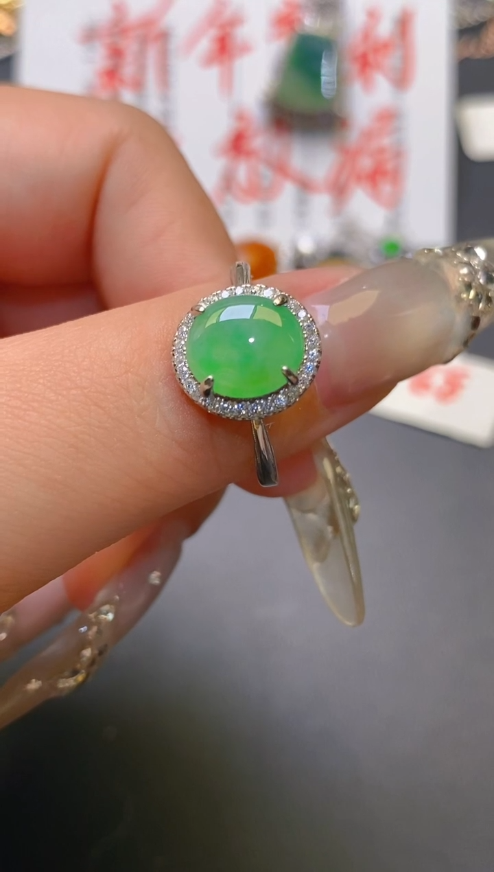 【闪购商品】翡翠耳饰银S925镶嵌天然A货翡翠1