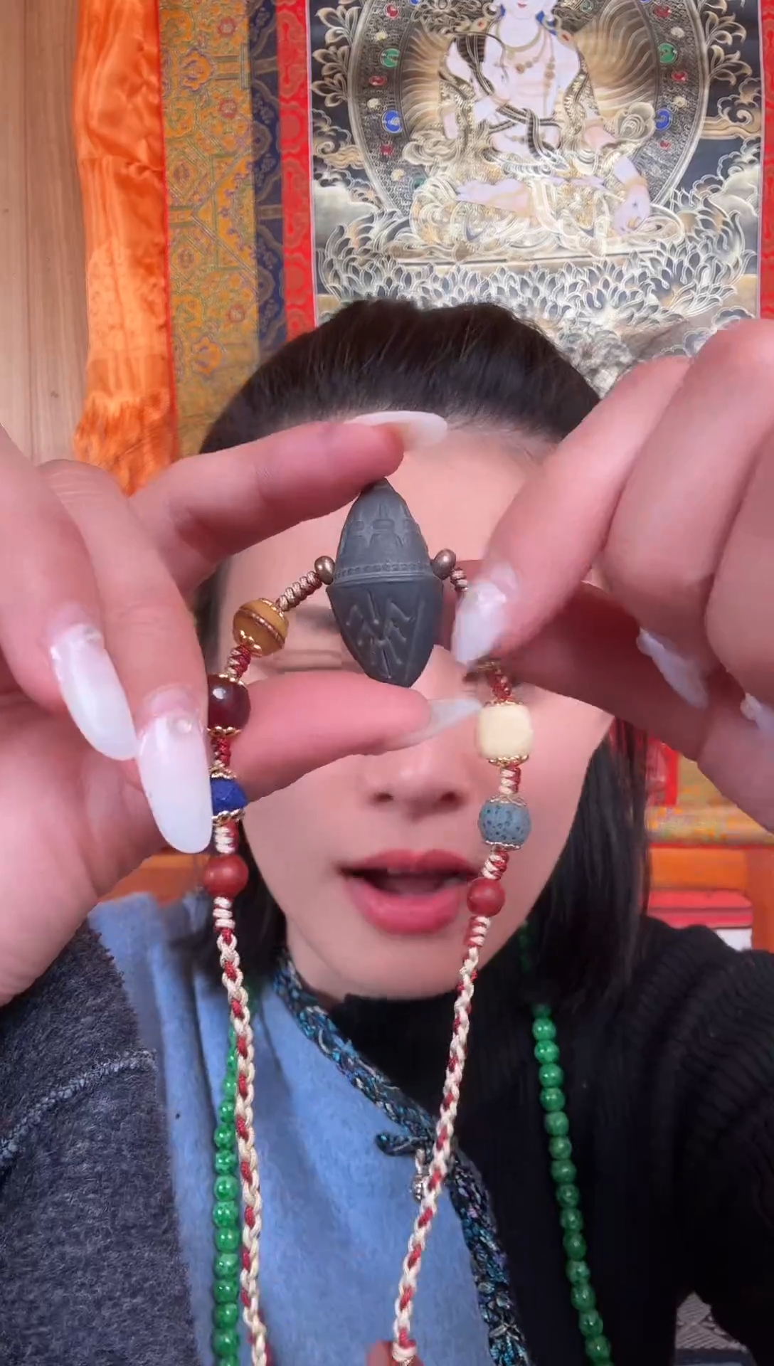 铁合金花岗石藏式风格珠串