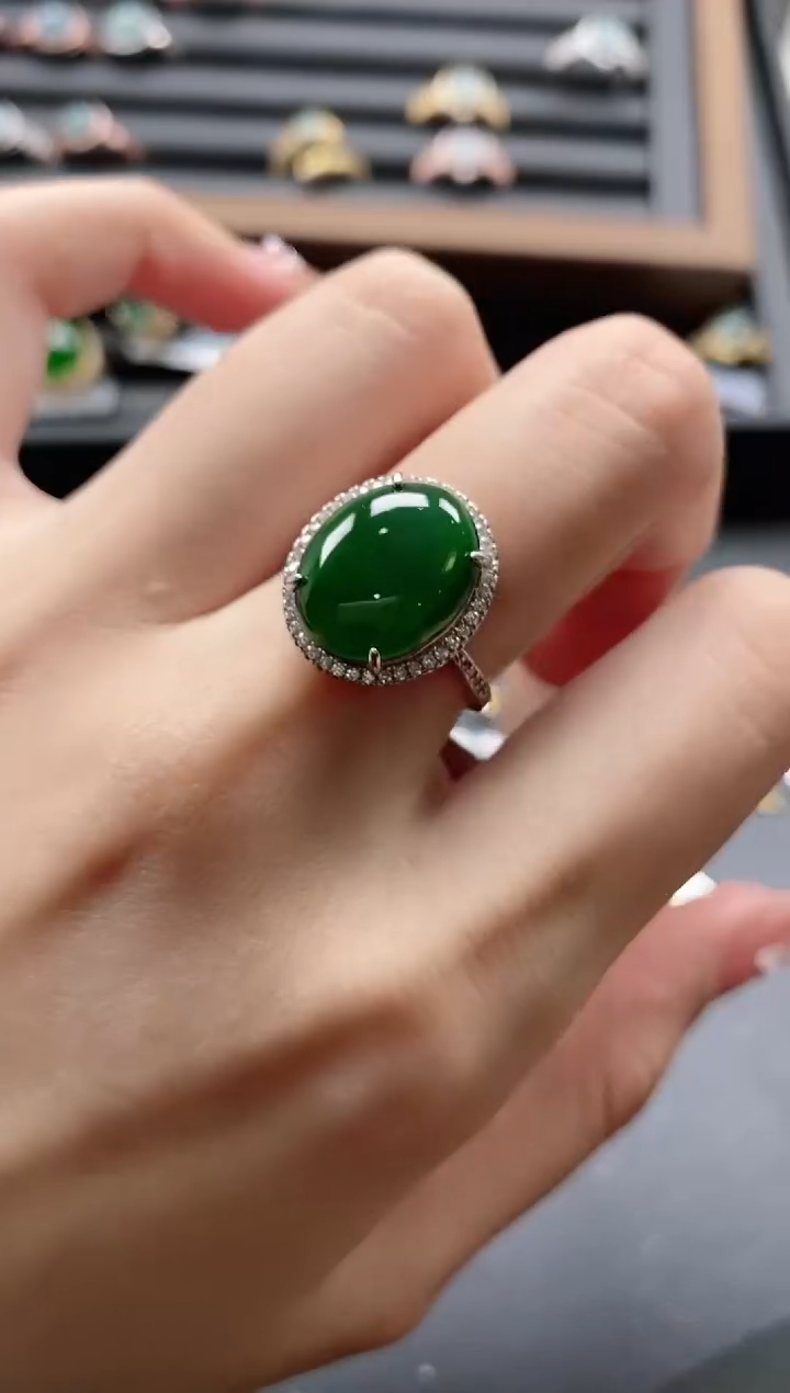 【闪购商品】翡翠戒指银S925镶嵌5115-