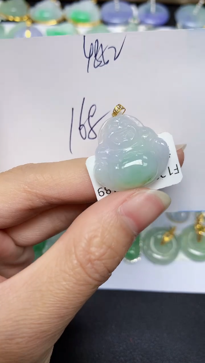 【闪购商品】翡翠18K金镶嵌颈饰天然翡翠A货