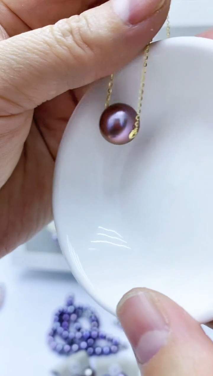 【闪购商品】淡水珍珠颈饰18K金镶嵌紫路