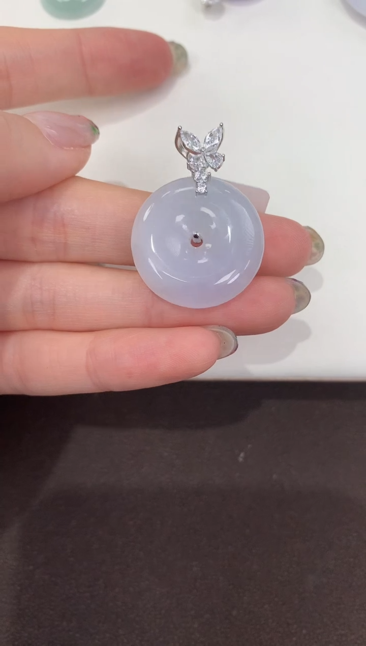 颈饰银S925镶嵌翡翠天然缅甸A货翡翠