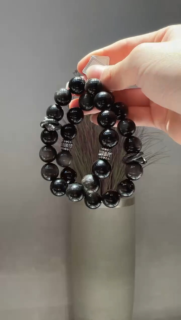 【闪购商品】黑曜岩手链未镶嵌78】多样性发其一