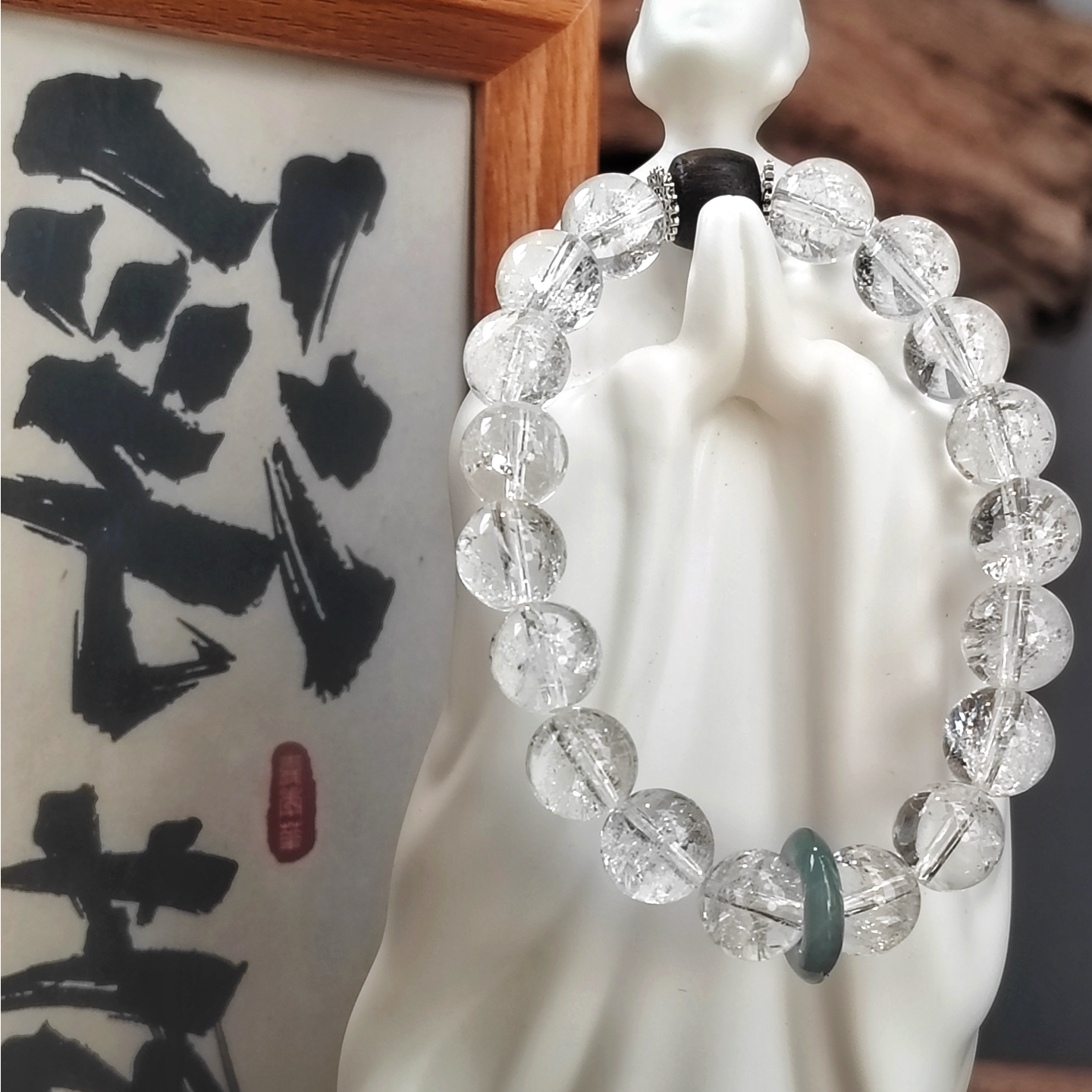 【D-Garden】白阿赛水晶降真925手链手串女款白色百搭单圈