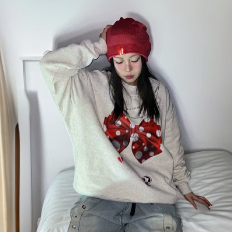 OOXOO-JT印花蝴蝶结圆领卫衣