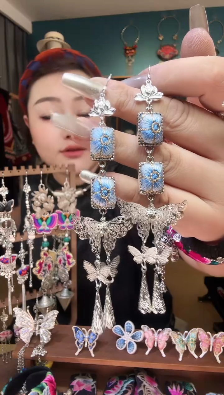 刺绣纯手工民族风刺绣耳环