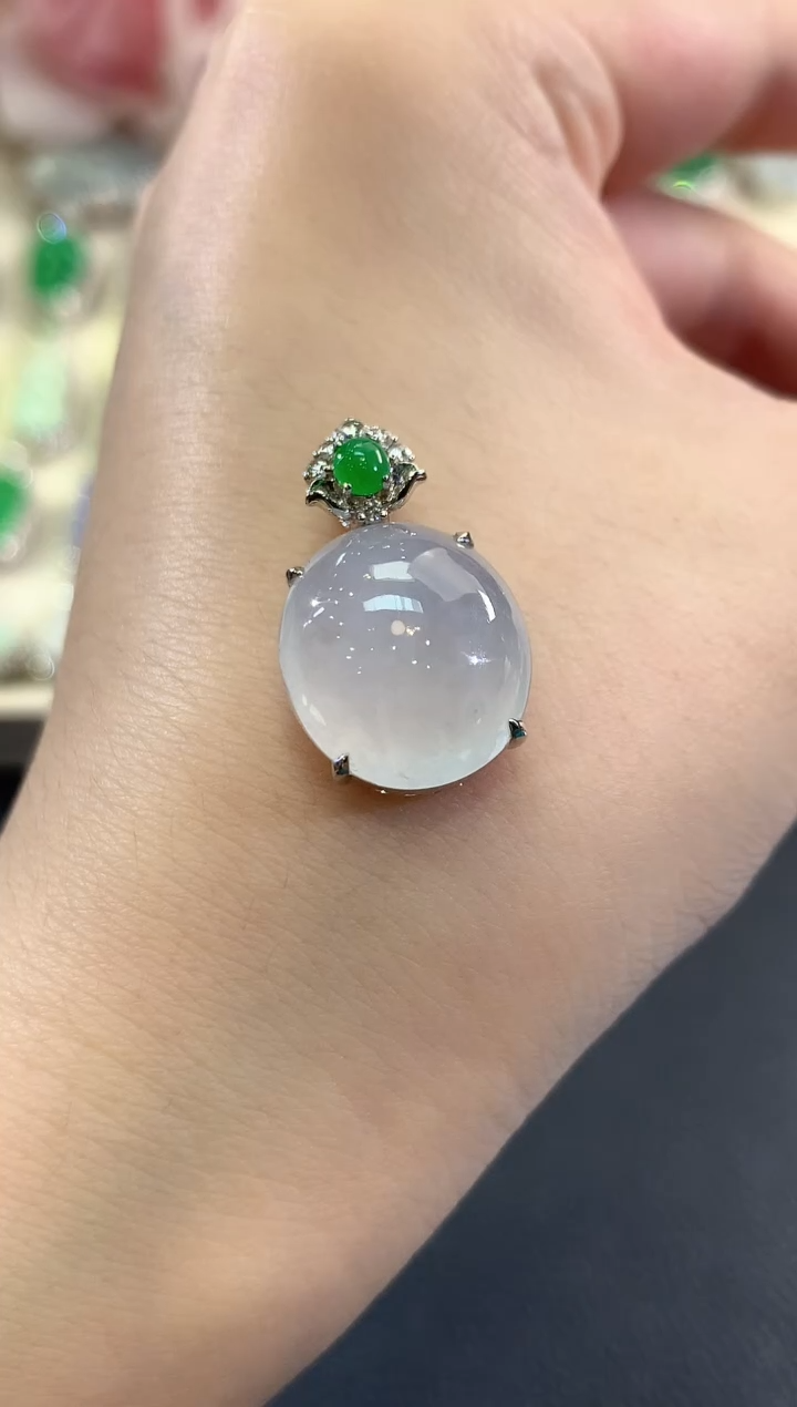 吊坠(不含链)18K金镶嵌翡翠b99  